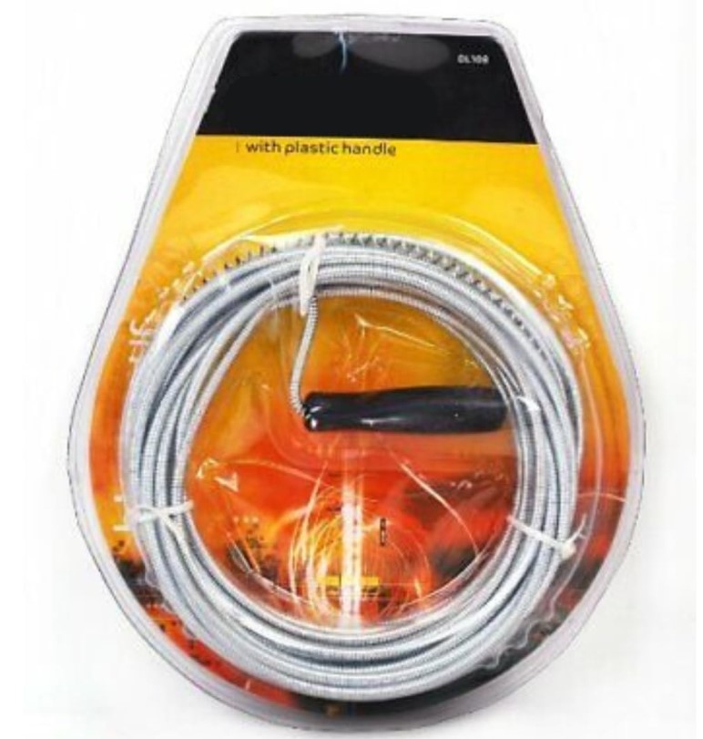 Drain Cleaner 3mtr – Flexible Stainless Steel Spring Auger Snake 10mm Diameter | Manual Toilet Sink Bathtub Clog Remover with 4-Claw Head | UAE Household Plumbing Blockage Clearing Essential